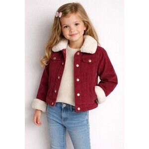 Little Lass Girls Size 4Y Burgandy and White Jacket